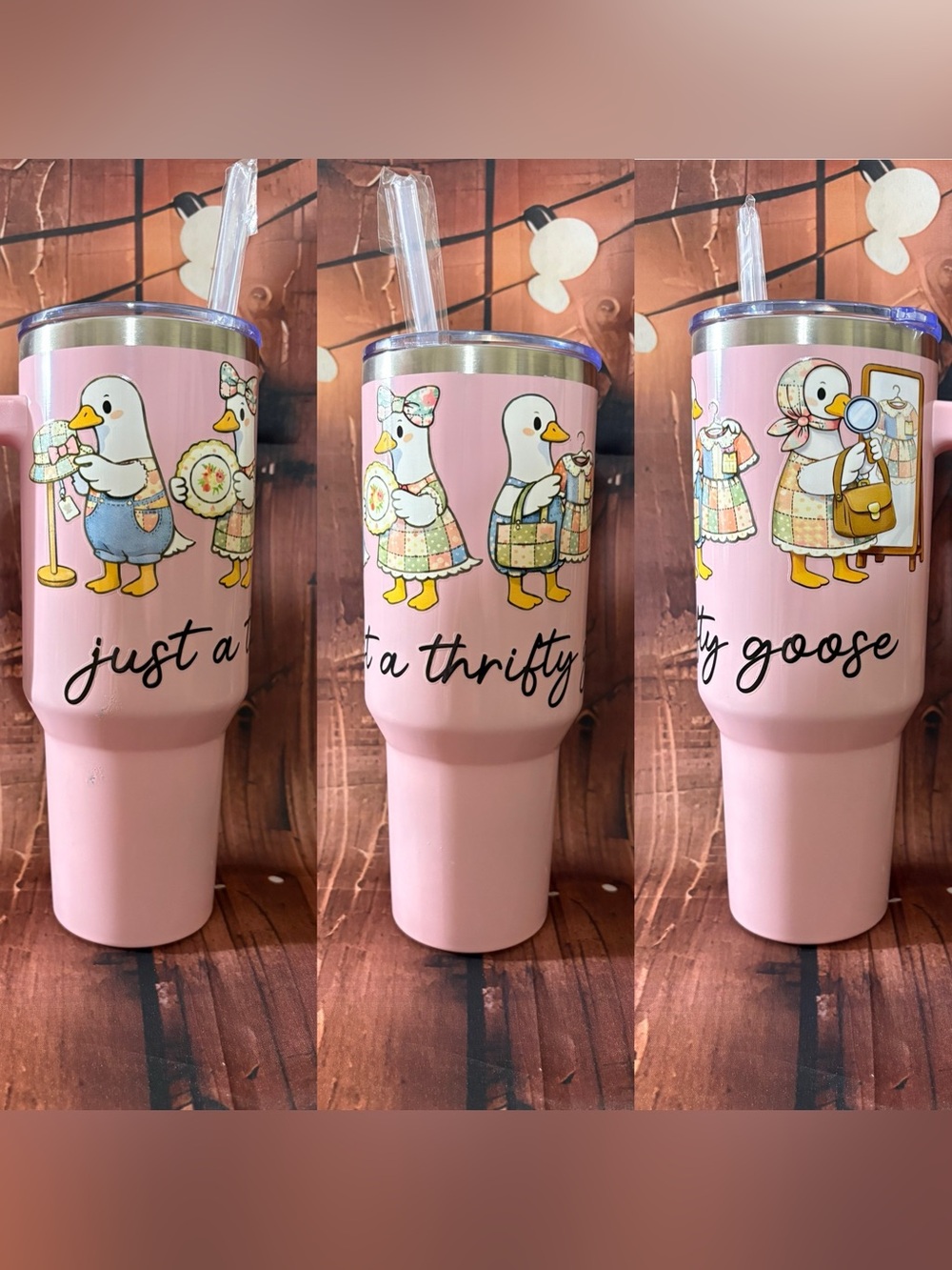 Just a Thrifty Goose Pink Travel Tumbler